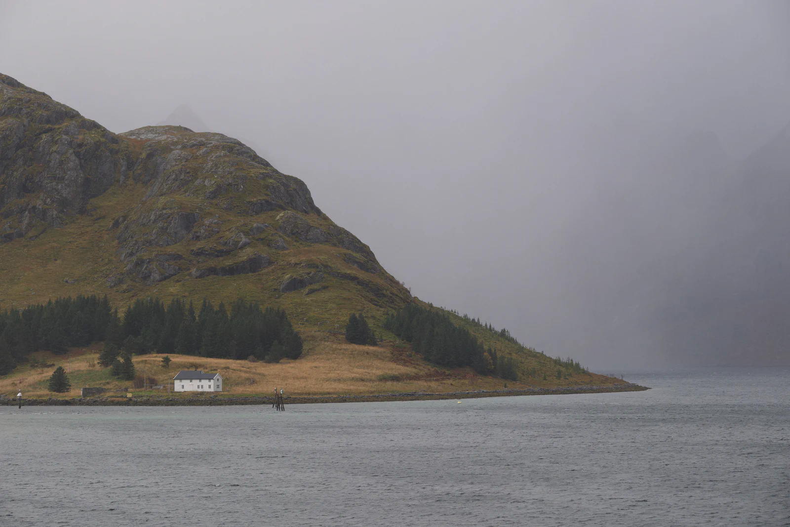 Mountain by the sea before the rain